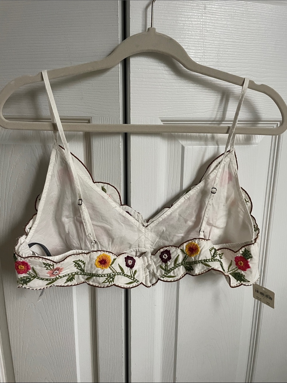 Anthropologie White Embroidered Floral Bralette with Pink & Yellow Accents - Picture 5 of 5